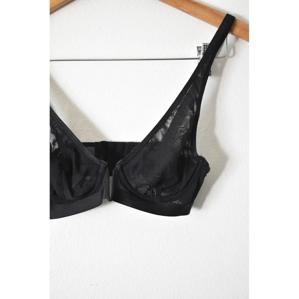 Sheer Mesh Bra Women S Black Modern Lace Underwire Intimates - Picture 2 of 6